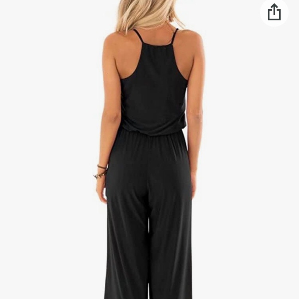 Womens spaghetti strap loose fitting wide leg jumper. - Picture 2 of 5